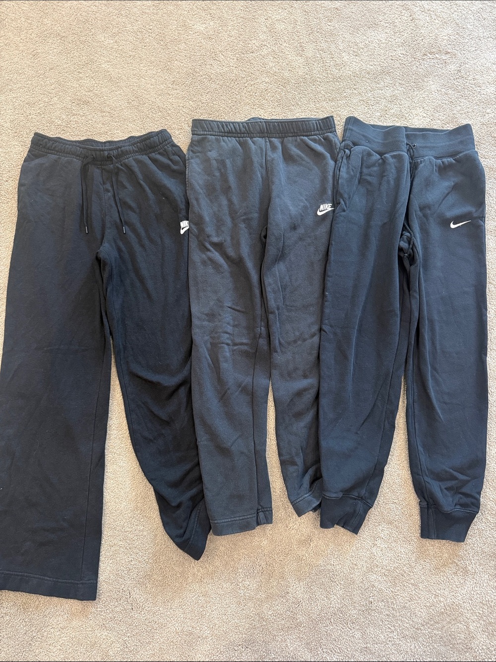 Nike adult small Black Fleece Jogger Pants lot of 3
